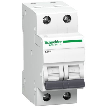 Schneider Electric K60H C16A Circuit Breaker Schneider Electric MCB 16A, Acti9 K60H, 2P-C-A9KF71216BQ 16 Amp Two Pole Schneider K60H C16 MCB (Miniature Circuit Breaker)